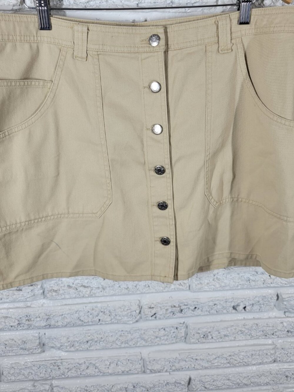 Old Navy Womens 18 Beige Denim Mini Skirt Button Front Pockets Jean Casual C1E - Picture 4 of 8
